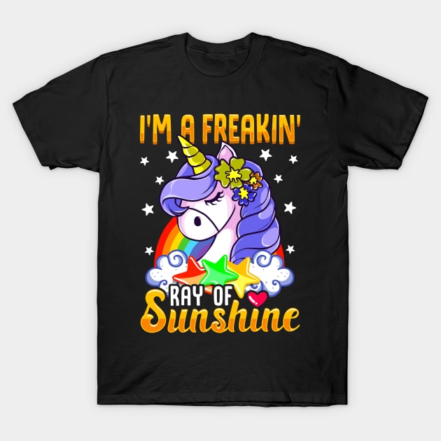 Sarcastic I'm A Freakin' Ray of Sunshine Unicorn T-Shirt by theperfectpresents